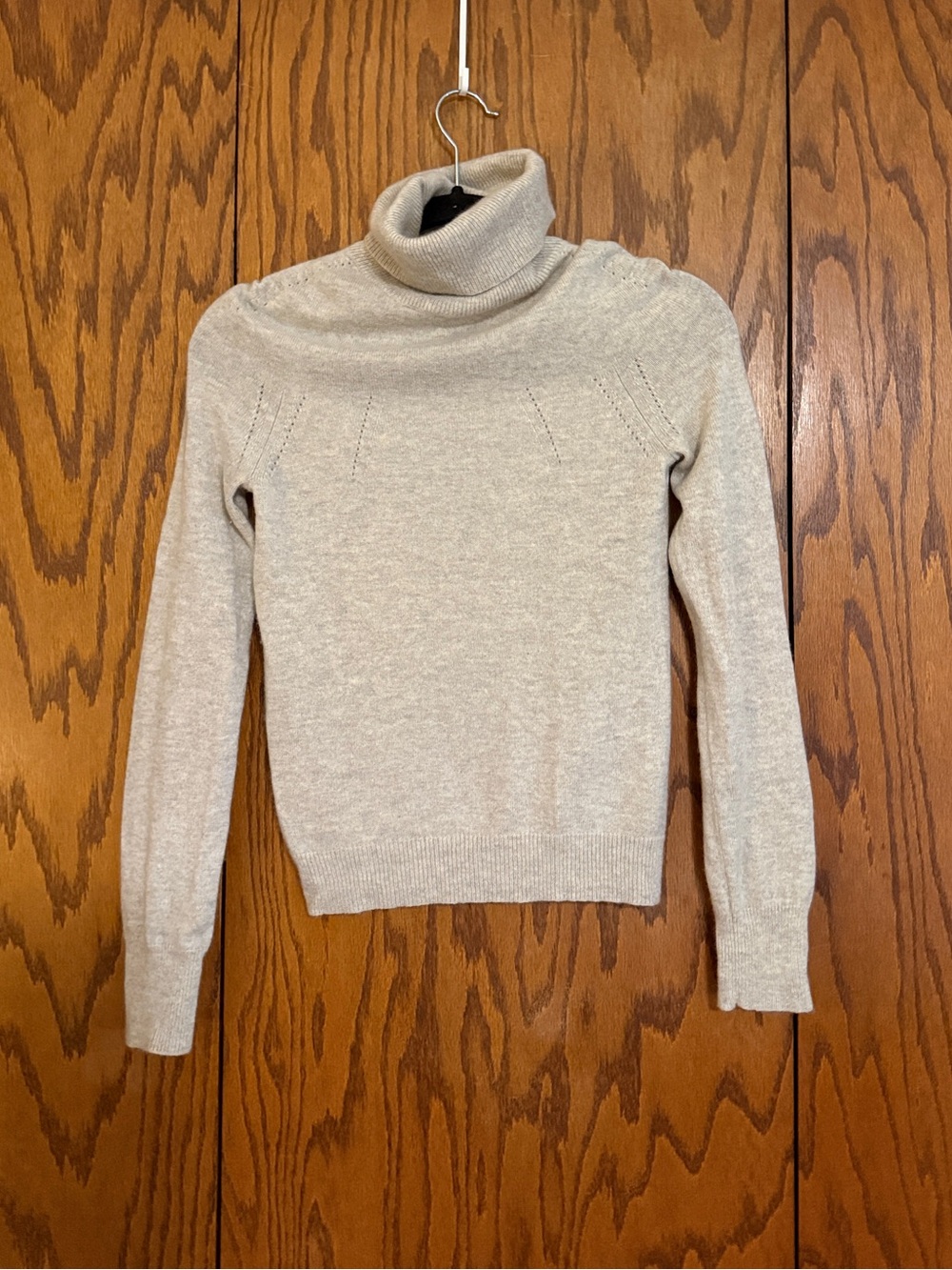 DKNY 100% Cashmere Turtleneck Sweater Size P Petite Oatmeal Beige